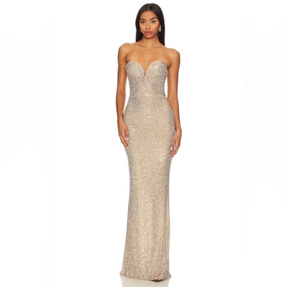 Revolve x Nookie Gold Strapless Dress